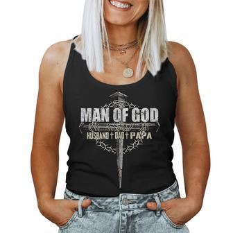 Man Of God Husband Dad Papa Cross Grandpa Father Lover Women Tank Top | Mazezy