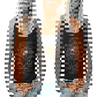 Womens Mandala Lotus Unalome Tree Moon Life Graphic Women Tank Top | Mazezy