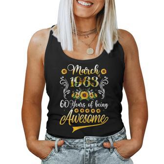 March 1963 Sunflower 60 Year Old 60Th Birthday Gifts Women Women Tank Top Basic Casual Daily Weekend Graphic - Seseable