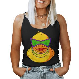 Mardi Gras Beads Rubber Duck Women Tank Top Basic Casual Daily Weekend Graphic - Seseable