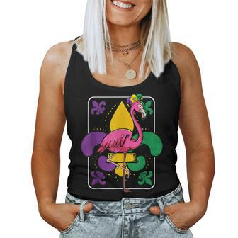 Mardi Gras Carnival Flamingo Jester Hat Mardi Beads Women Tank Top Basic Casual Daily Weekend Graphic - Seseable