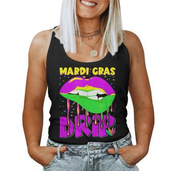 Mardi Gras Drip Lips Outfit Costume Women Women Tank Top Basic Casual Daily Weekend Graphic - Seseable