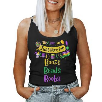 Mardi Gras For Men Women Im Just Here For Booze Beads Boobs Women Tank Top Basic Casual Daily Weekend Graphic - Thegiftio UK