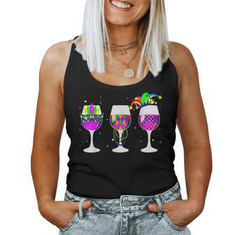 Mardi Gras Glass Of Wine Funny Drinking Wine For Men Women V2 Women Tank Top Basic Casual Daily Weekend Graphic - Seseable