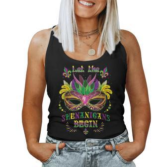 Mardi Gras Mask Costume Let The Shenanigans Begin Womens V4 Women Tank Top Basic Casual Daily Weekend Graphic - Seseable