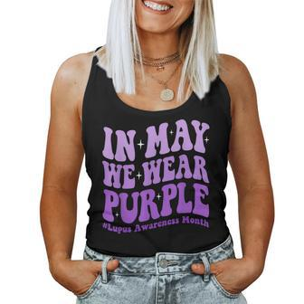 In May We Wear Purple Lupus Awareness Month Groovy Women Women Tank Top | Mazezy
