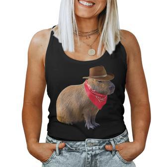Mens Womens Cowboy Capybara Howdy Capy Women Tank Top | Mazezy