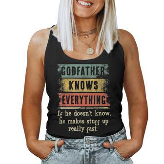 Mens Godfather Knows Everything Grandpa Fathers Day Gift Women Tank Top Basic Casual Daily Weekend Graphic - Seseable