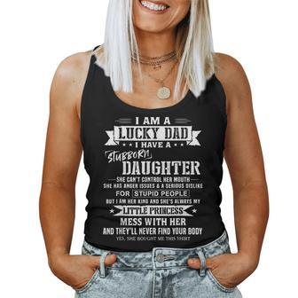 Mens I Am A Lucky Dad I Have Crazy Daughter Fathers Day Gift Women Tank Top Basic Casual Daily Weekend Graphic - Thegiftio UK