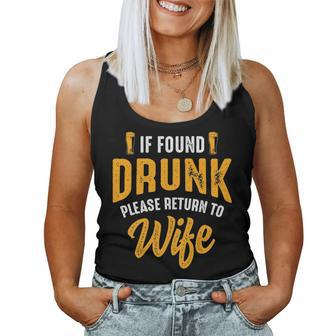 Mens If Found Drunk Please Return To Wife Couples Funny Party Women Tank Top Basic Casual Daily Weekend Graphic - Seseable