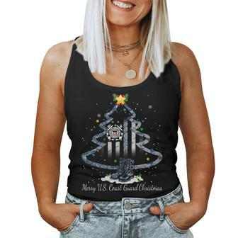 Merry Christmas Tree US Coast Guard Christmas Gift Women Tank Top Basic Casual Daily Weekend Graphic - Seseable