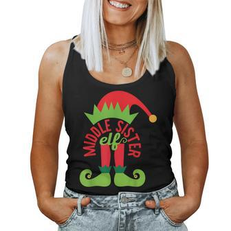 Middle Sister Elf Christmas Matching Family Pajama Women Tank Top | Mazezy