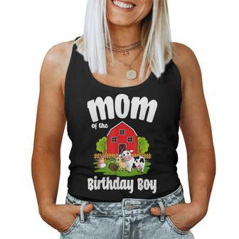 Mom Of The Birthday Boy Farm Animal Bday Party Celebration Women Tank Top | Mazezy