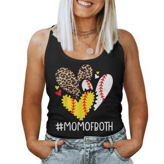 Mom Of Both Leopard Heart Softball Mom Baseball Women Tank Top | Mazezy CA