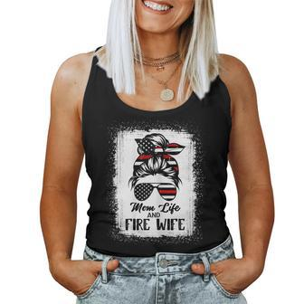 Mom Life And Fire Wife Firefighter Patriotic American Flag Women Tank Top | Mazezy