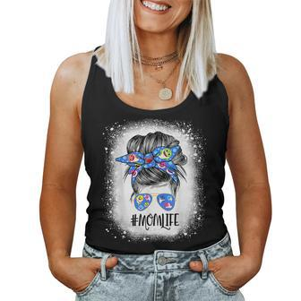 Mom Life Messy Bun Bleached Shark Mommy Mothers Day Women Tank Top Basic Casual Daily Weekend Graphic - Thegiftio UK