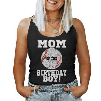 Mom Of The Birthday Boy Baseball Lover Vintage Retro Women Tank Top Basic Casual Daily Weekend Graphic - Seseable
