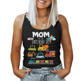 Mom Of The Birthday Boy Family Matching Train Car Fire Truck Women Tank Top Basic Casual Daily Weekend Graphic - Seseable