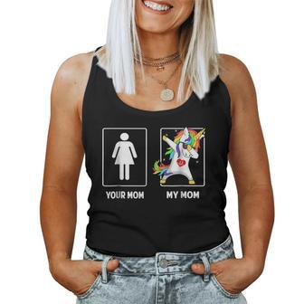 Your Mom My Mom Unicorn Dabbing T Shirt Women Tank Top | Mazezy