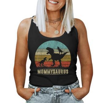 Mommy Dinosaur Mommysaurus 2 Two Kids Matching Family Women Tank Top Basic Casual Daily Weekend Graphic - Seseable