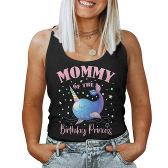 Mommy Of The Birthday Princess Girl Unicorn Narwhal B Day Women Tank Top Basic Casual Daily Weekend Graphic - Seseable