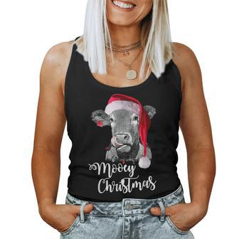 Mooey Christmas Fun Heifer Santa Xmas Light Cow Farmer Lover Women Tank Top | Mazezy