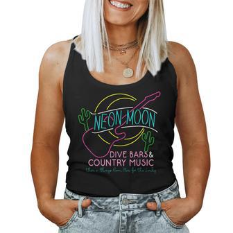 Moon Western Cactus Dive Bars & Country Music 80S 90S Women Tank Top | Mazezy