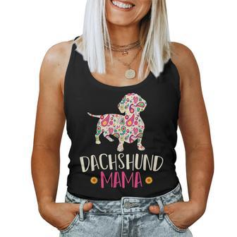 Mothers Day Gift Wiener Mom Weenie Dog Vintage Dachshund Women Tank Top Basic Casual Daily Weekend Graphic - Seseable