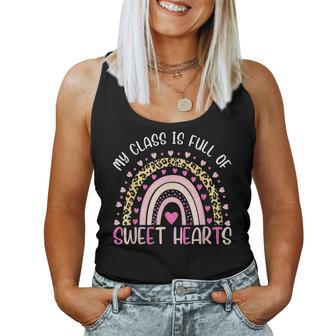 My Class Is Full Of Sweethearts Teacher Valentines Rainbow Women Tank Top Basic Casual Daily Weekend Graphic - Seseable
