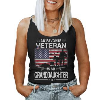 My Favorite Veteran Is My Granddaughter - Flag Veterans Day Women Tank Top Basic Casual Daily Weekend Graphic - Seseable