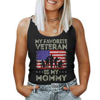 My Favorite Veteran Is My Mommy American Flag Veterans Day Women Tank Top Basic Casual Daily Weekend Graphic - Seseable