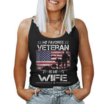 My Favorite Veteran Is My Wife - Flag Mother Veterans Day Women Tank Top Basic Casual Daily Weekend Graphic - Seseable