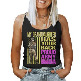 My Granddaughter Has Your Back Army Grandma Gift Women Tank Top Basic Casual Daily Weekend Graphic - Seseable