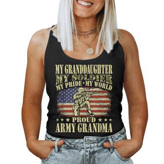 My Granddaughter Is My Soldier Hero Proud Army Grandma Gift Women Tank Top Basic Casual Daily Weekend Graphic - Seseable