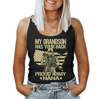 My Grandson Has Your Back - Proud Army Nana Grandma Gift Women Tank Top Basic Casual Daily Weekend Graphic - Seseable