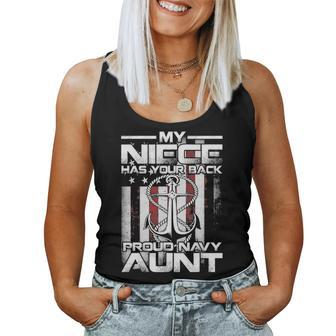 My Niece Has Your Back Proud Navy Aunt Women Tank Top Basic Casual Daily Weekend Graphic - Seseable