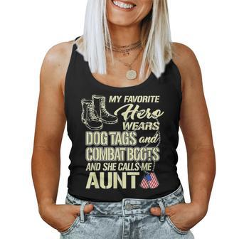 My Niece Wears Dog Tags And Combat Boots - Proud Army Aunt Women Tank Top Basic Casual Daily Weekend Graphic - Seseable