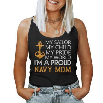 My Sailor My Child My Pride My World Proud Navy Mom V2 Women Tank Top Basic Casual Daily Weekend Graphic - Seseable