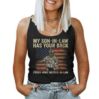 My Son-In-Law Has Your Back Proud Army Mother-In-Law Veteran Women Tank Top Basic Casual Daily Weekend Graphic - Seseable