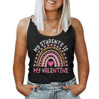 My Students Is My Valentine Rainbow Teachers Valentines Day Women Tank Top Basic Casual Daily Weekend Graphic - Seseable