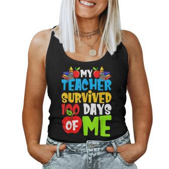 My Teacher Survived 100 Days Of Me Funny School V18 Women Tank Top Basic Casual Daily Weekend Graphic - Seseable