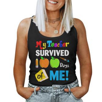 My Teacher Survived 100 Days Of Me Funny School V19 Women Tank Top Basic Casual Daily Weekend Graphic - Seseable