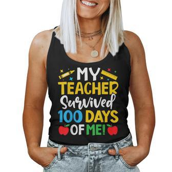 My Teacher Survived 100 Days Of Me Teacher Novelty Women Tank Top Basic Casual Daily Weekend Graphic - Seseable