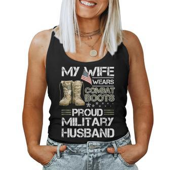 My Wife Wears Combat Boots Proud Military Husband Women Tank Top Basic Casual Daily Weekend Graphic - Seseable