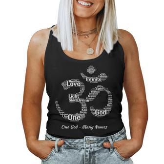 Names Of God In Om Symbol Yoga Inspired Aum Women Tank Top Basic Casual Daily Weekend Graphic - Seseable