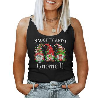 Naughty And I Gnome It Christmas Pajamas Gnomes Funny Xmas Women Tank Top Basic Casual Daily Weekend Graphic - Thegiftio UK