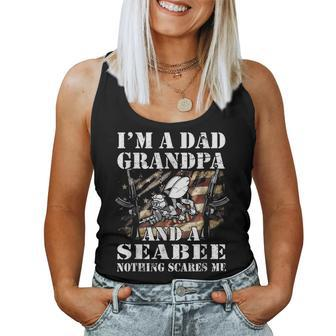 Navy Seabee I Am A Dad Grandpa And Nothing Scares Me Women Tank Top | Mazezy