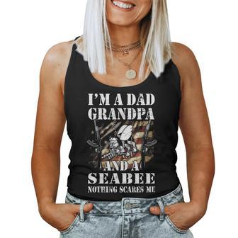 Navy Seabee Im A Dad Grandpa And A Seabee Nothing Scares Me Women Tank Top | Mazezy