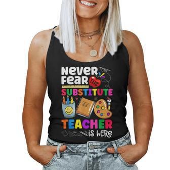 Never Fear The Substitute Teacher Is Here Funny Teacher Women Tank Top Basic Casual Daily Weekend Graphic - Thegiftio UK