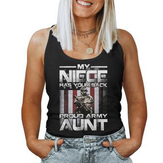 My Niece Has Your Back Proud Army Aunt Women Tank Top | Mazezy